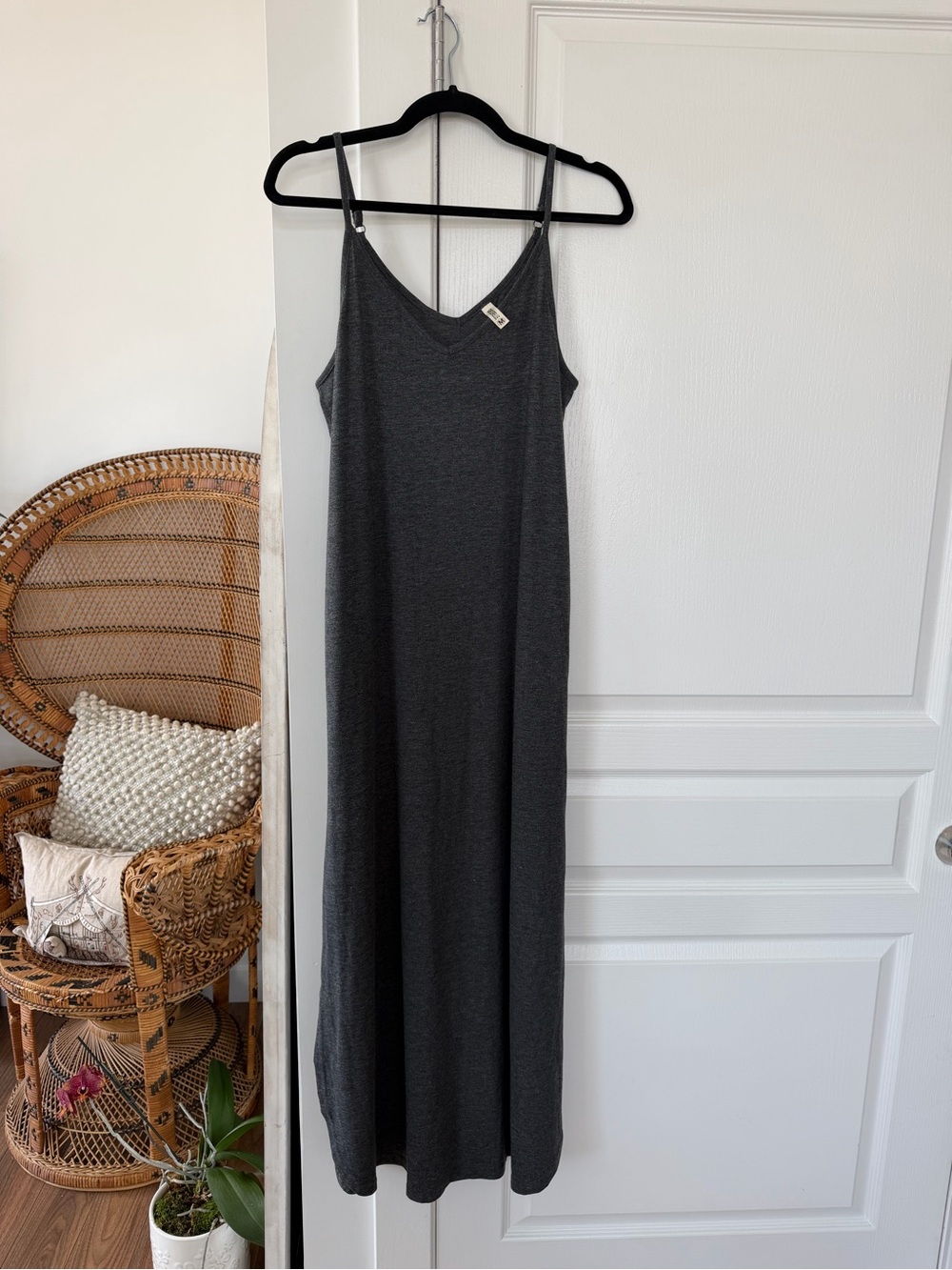 Grace Charcoal Maxi Slip Dress with Adjustable Straps
